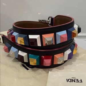 Fendi Multicolor Studded Leather Strap New Authentic Shoulder Strap NEW